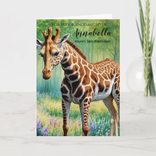 Cute Happy 3rd Birthday Granddaughter Cute Giraffe Card