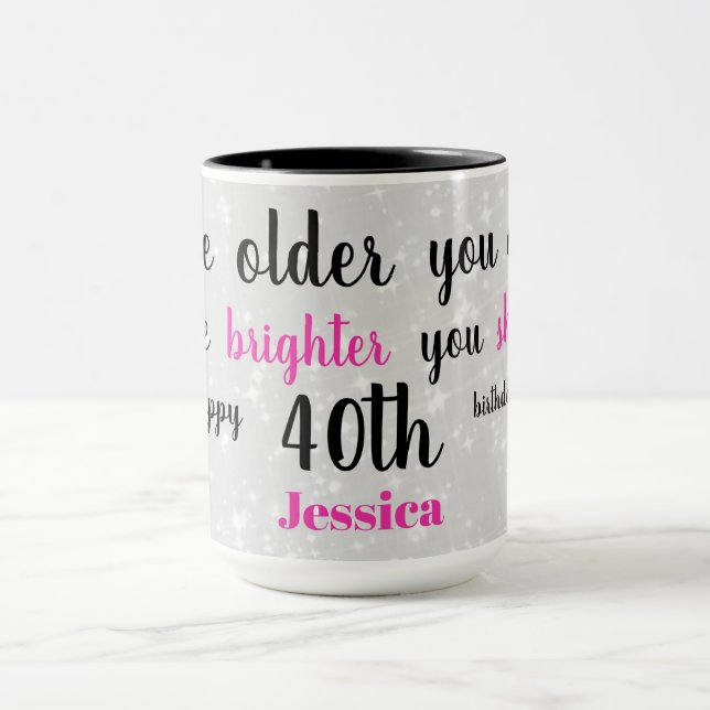 Cute Happy 40th Birthday Mug (Center)
