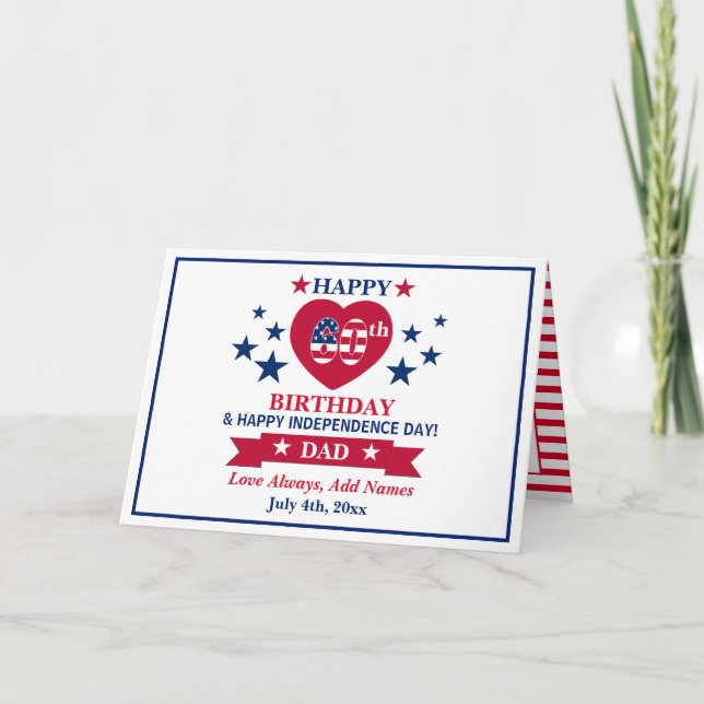 Cute Happy 60th Birthday & Happy Independence Day Card (Front)