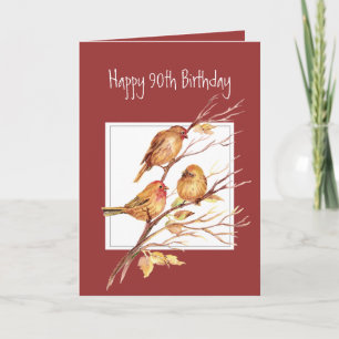 Cute Happy 90th Birthday Song Sparrows Card