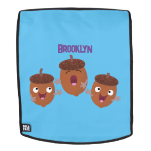 Cute happy acorns singing cartoon for kids backpack