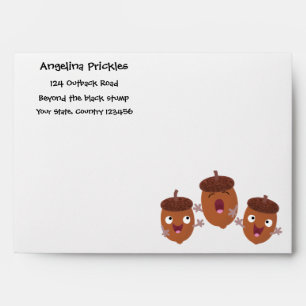 Cute happy acorns singing cartoon for kids envelope
