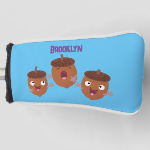 Cute happy acorns singing cartoon for kids golf head cover