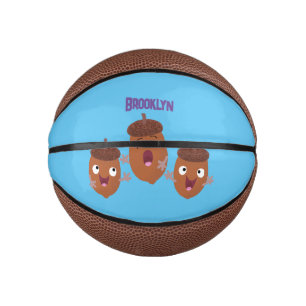Cute happy acorns singing cartoon for kids mini basketball