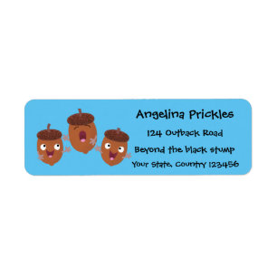 Cute happy acorns singing cartoon for kids  return address label