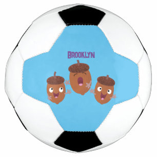 Cute happy acorns singing cartoon for kids soccer ball