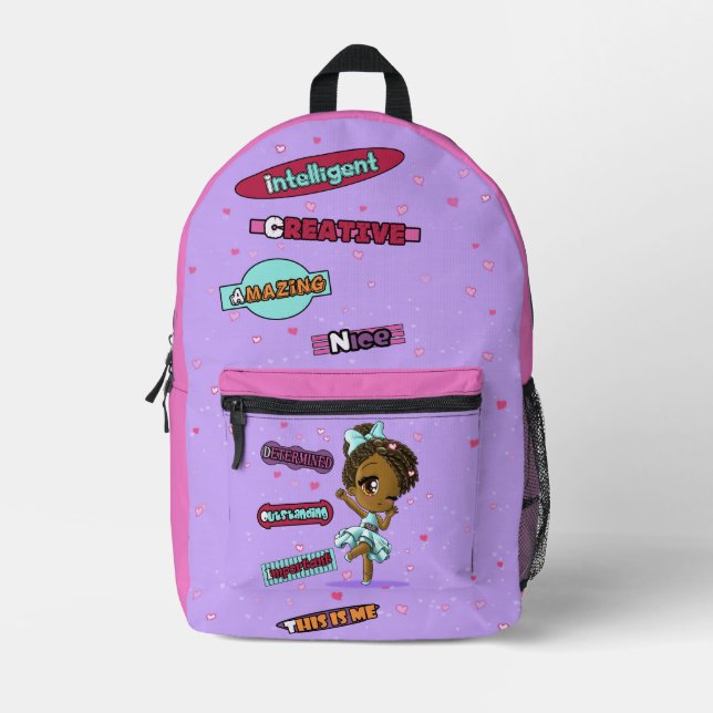 Cute Happy African American Girl Nice Printed Backpack (Front)