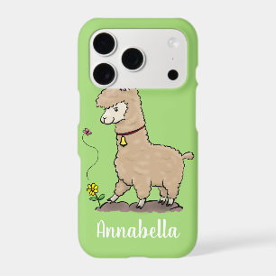 Cute happy alpaca with butterfly cartoon