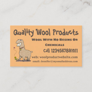 Cute happy alpaca with butterfly cartoon business card