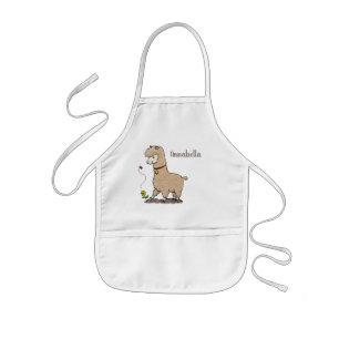 Cute happy alpaca with butterfly cartoon kids apron