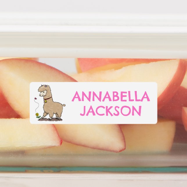 Cute happy alpaca with butterfly personalised (Affixed)