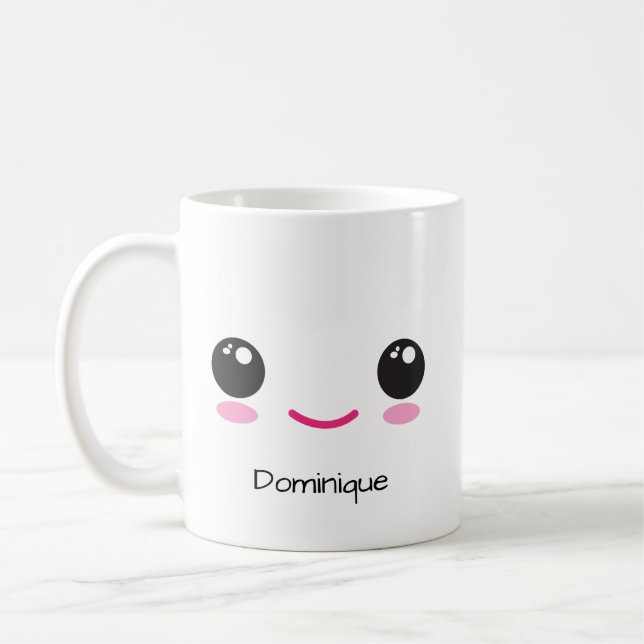 Cute Happy and Sassy Kawaii Face  Customizable Mug (Left)