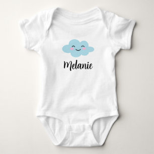 Cute happy animated blue cloud cartoon custom baby bodysuit