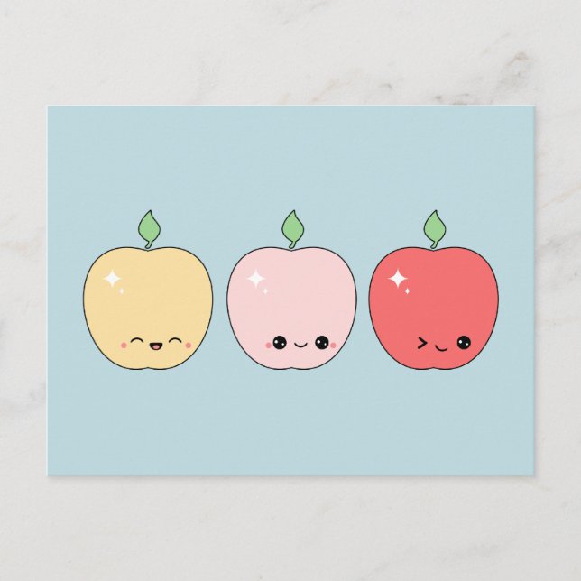 Cute Happy Apples Postcard (Front)