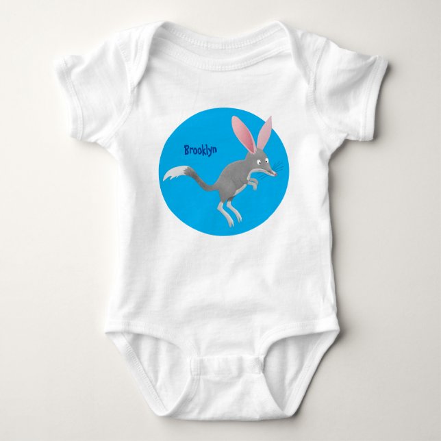 Cute happy Australian bilby cartoon Baby Bodysuit (Front)