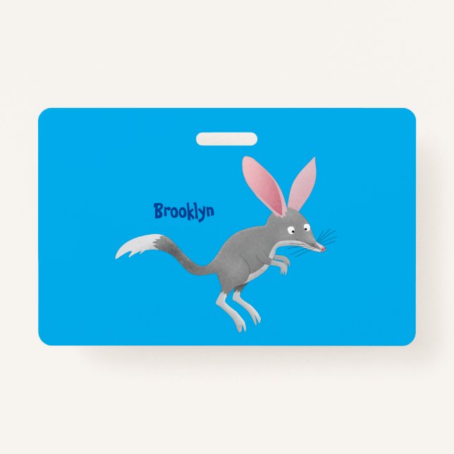 Cute happy Australian bilby cartoon ID Badge (Front)