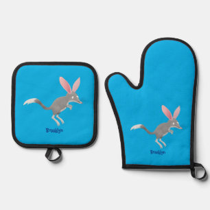 Cute happy Australian bilby cartoon Oven Mitt & Pot Holder Set