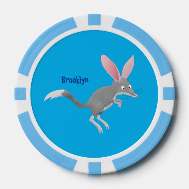 Cute happy Australian bilby cartoon Poker Chips (Front)