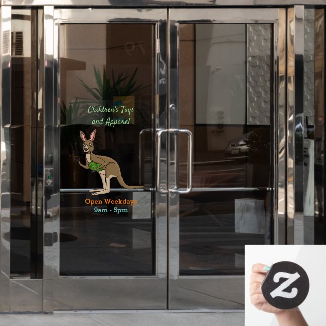 Cute happy Australian kangaroo illustration  (Office Door)