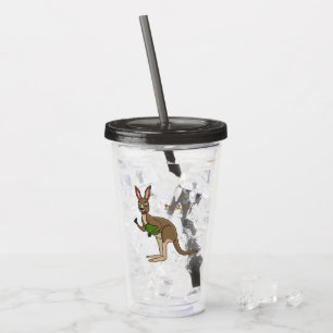 Cute happy Australian kangaroo illustration Acrylic Tumbler