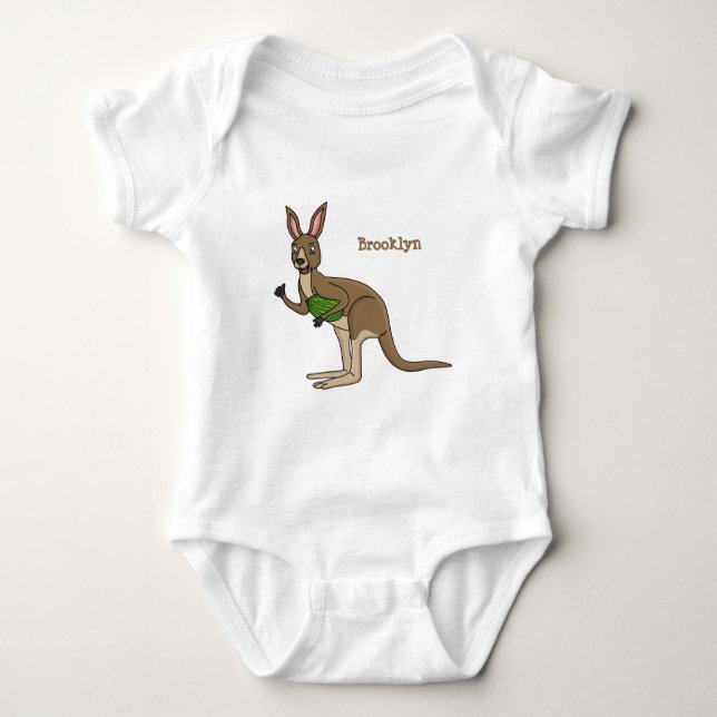 Cute happy Australian kangaroo illustration Baby Bodysuit (Front)