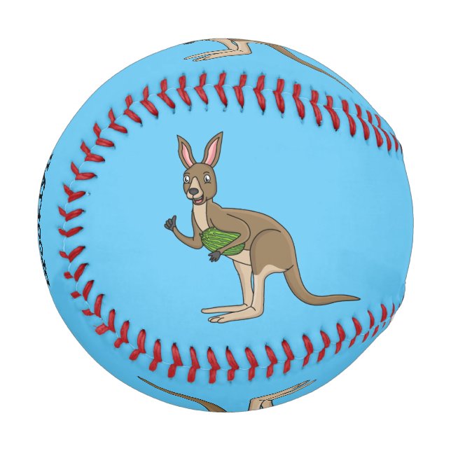 Cute happy Australian kangaroo illustration Baseball (Front Left)