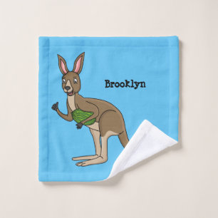 Cute happy Australian kangaroo illustration Bath Towel Set