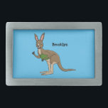 Cute happy Australian kangaroo illustration Belt Buckle<br><div class="desc">A fun kangaroo from down under! Drawn in happy illustration style.</div>