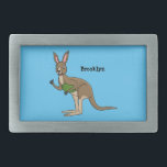 Cute happy Australian kangaroo illustration Belt Buckle<br><div class="desc">A fun kangaroo from down under! Drawn in happy illustration style.</div>