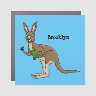 Cute happy Australian kangaroo illustration  Car Magnet