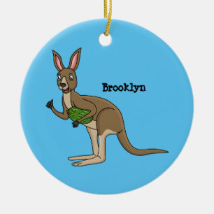 Cute happy Australian kangaroo illustration Ceramic Ornament