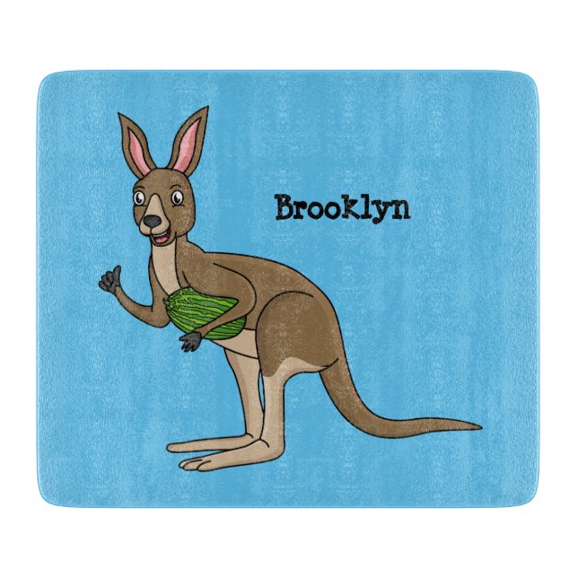 Cute happy Australian kangaroo illustration  Cutting Board (Front)