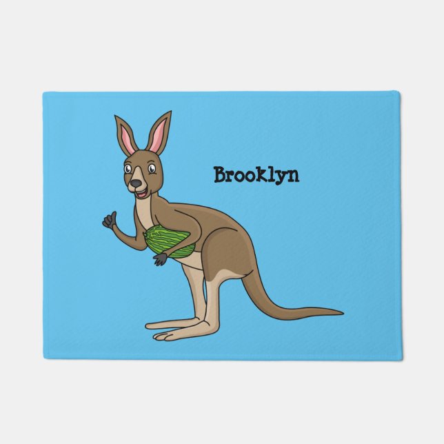 Cute happy Australian kangaroo illustration  Doormat (Front)
