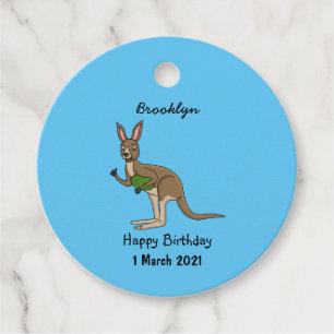 Cute happy Australian kangaroo illustration Favour Tags