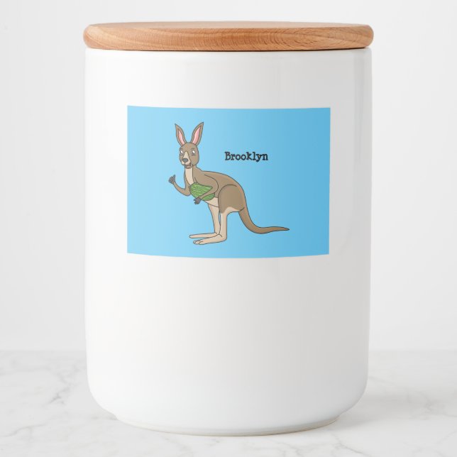 Cute happy Australian kangaroo illustration Food Label (Front)