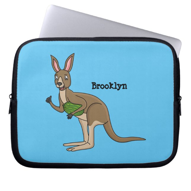 Cute happy Australian kangaroo illustration Laptop Sleeve (Front)