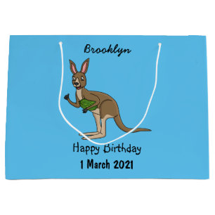 Cute happy Australian kangaroo illustration Large Gift Bag