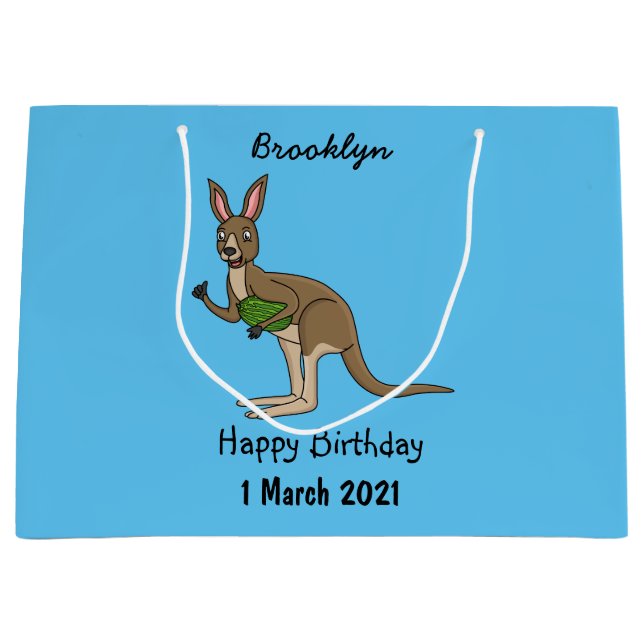 Cute happy Australian kangaroo illustration  Large Gift Bag (Front)