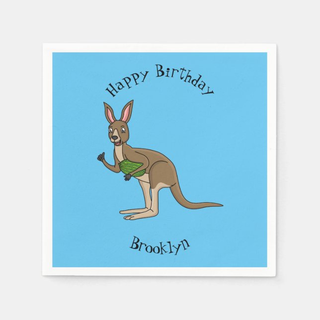 Cute happy Australian kangaroo illustration  Napkin (Front)