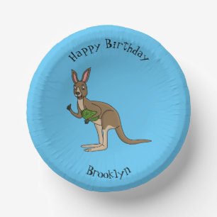 Cute happy Australian kangaroo illustration Paper Plate