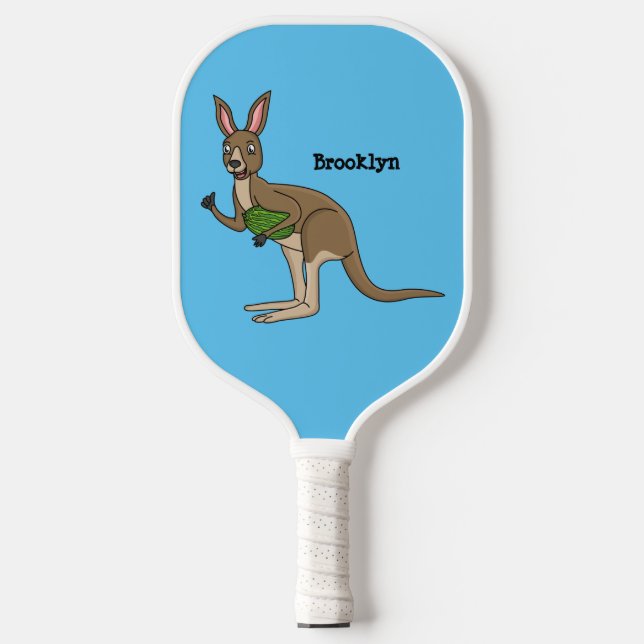 Cute happy Australian kangaroo illustration  Pickleball Paddle (Front)