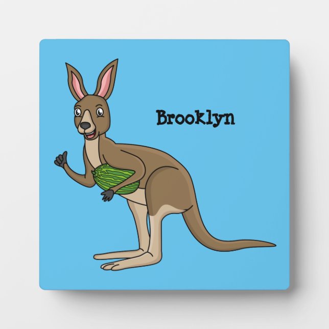 Cute happy Australian kangaroo illustration Plaque (Front)