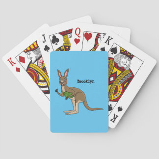 Cute happy Australian kangaroo illustration Playing Cards