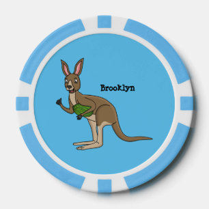 Cute happy Australian kangaroo illustration Poker Chips