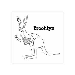 Cute happy Australian kangaroo illustration  Rubber Stamp