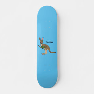 Cute happy Australian kangaroo illustration  Skateboard