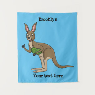 Cute happy Australian kangaroo illustration Tapestry