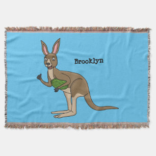 Cute happy Australian kangaroo illustration Throw Blanket