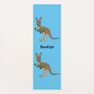 Cute happy Australian kangaroo illustration  Yoga Mat