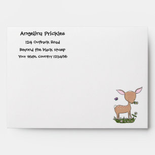 Cute happy baby deer cartoon illustration envelope